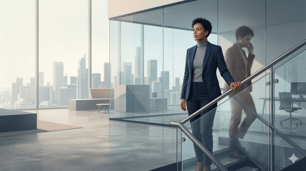 Leader reflecting on impostor syndrome and overcoming self-doubt in leadership